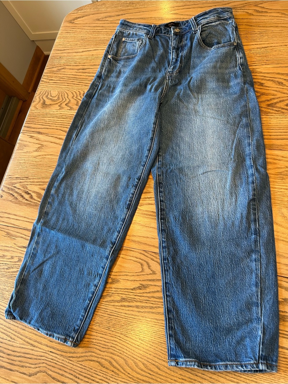 Quince Comfort Stretch Barrel Jeans Medium Wash Size 28